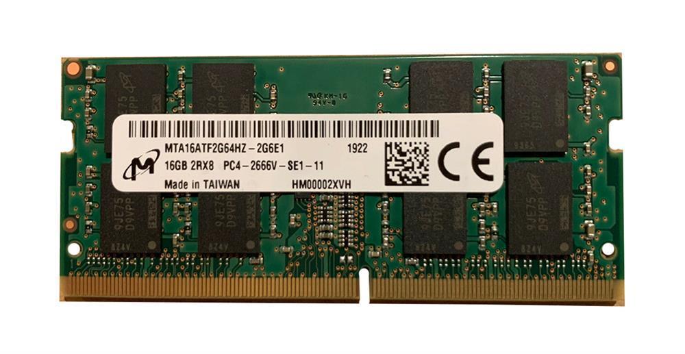MTA16ATF2G64HZ-2G6E1 Micron 16GB PC4-21300 DDR4-2666MHz non-ECC Unbuffered CL19 260-Pin SoDimm 1.2V Dual Rank Memory Module