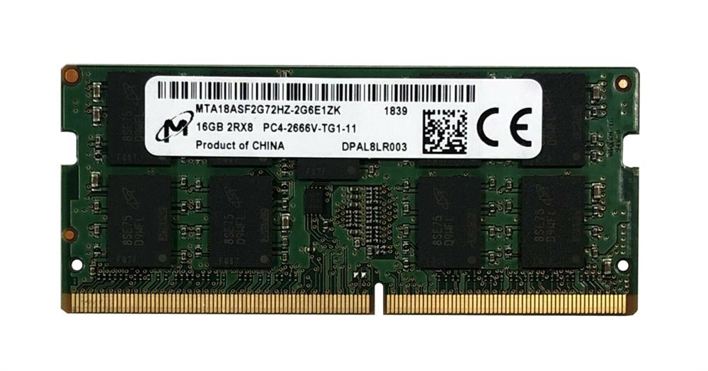 MTA18ASF2G72HZ-2G6 Micron 16GB PC4-21300 DDR4-2666MHz ECC Unbuffered CL19 260-Pin SoDimm 1.2V Dual Rank Memory Module