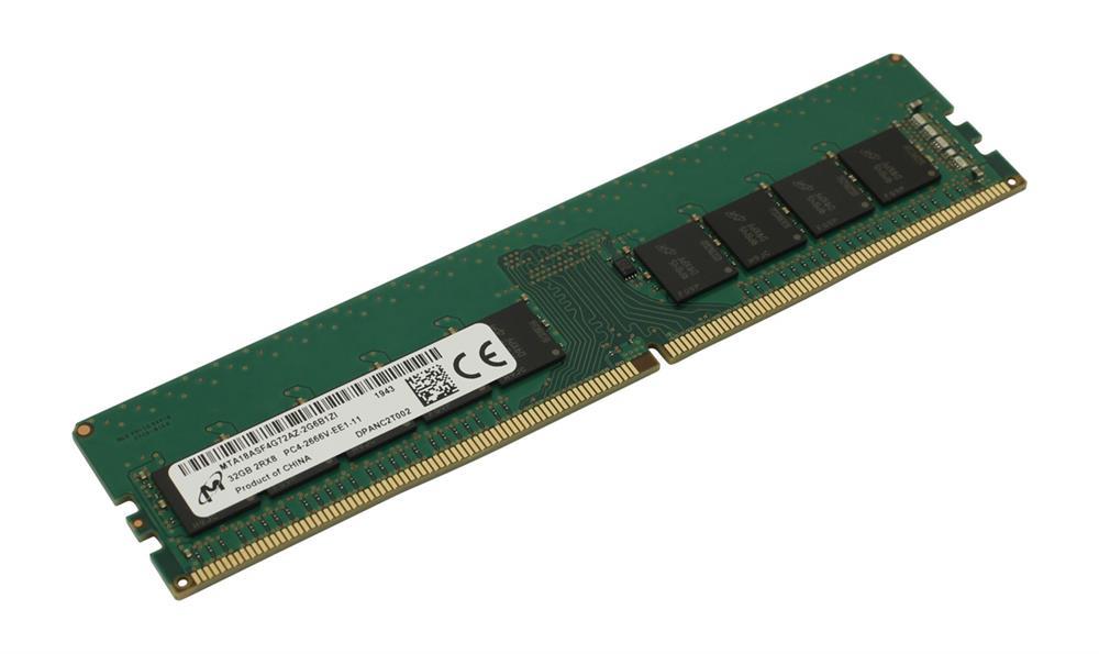 MTA18ASF4G72AZ-2G6B1ZI Micron 32GB PC4-21300 DDR4-2666MHz ECC Unbuffered CL19 288-Pin DIMM 1.2V Dual Rank Memory Module