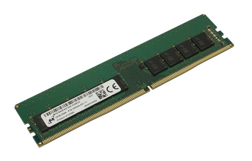 MTA18ASF4G72AZ-3G2 Micron 32GB PC4-25600 DDR4-3200MHz ECC Unbuffered CL22 288-Pin DIMM 1.2V Dual Rank Memory Module