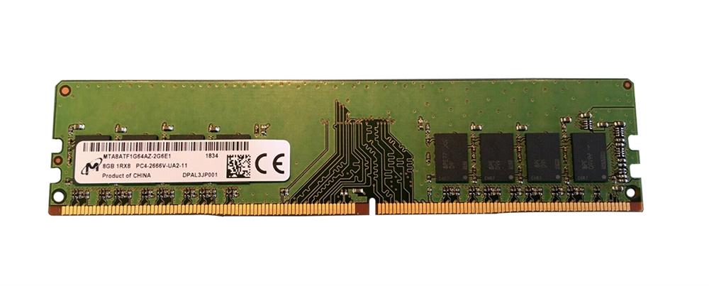 MTA8ATF1G64AZ-2G6E1 Micron 8GB PC4-21300 DDR4-2666MHz non-ECC Unbuffered CL19 288-Pin DIMM 1.2V Single Rank Memory Module