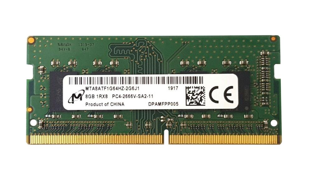 MTA8ATF1G64HZ-2G6J1 Micron 8GB PC4-21300 DDR4-2666MHz non-ECC Unbuffered CL19 260-Pin SoDimm 1.2V Single Rank Memory Module