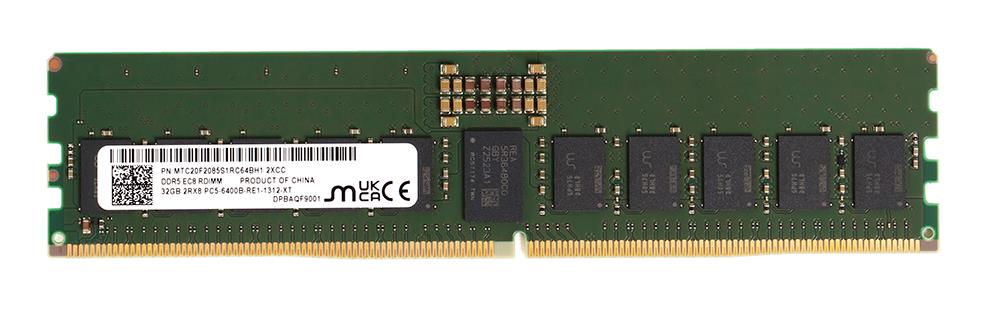 MTC20F2085S1RC64BH1 Micron 32GB PC5-51200 DDR5-6400MHz ECC Registered CL52 288-Pin DIMM 1.1V Dual Rank x4 Memory Module