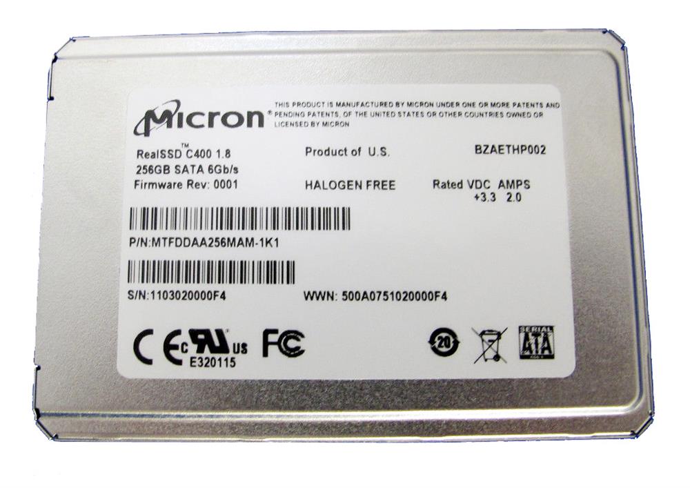 MTFDDAA256MAM-1K1 Micron RealSSD C400 256GB MLC SATA 6Gbps 1.8-inch Internal Solid State Drive (SSD)