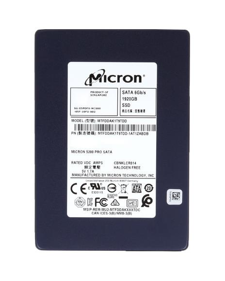 MTFDDAK1T9TDD-1AT1ZABDB Micron 5200 PRO Series 1.92TB TLC SATA 6Gbps 2.5-inch Internal Solid State Drive (SSD)