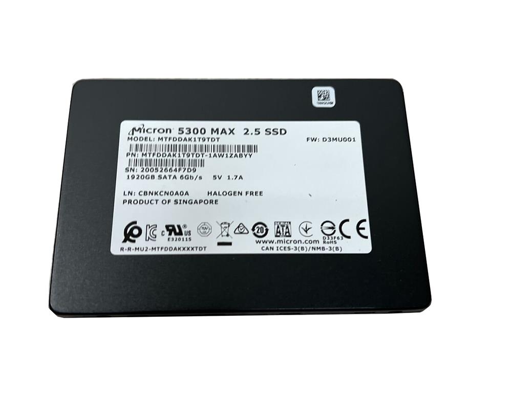 MTFDDAK1T9TDT Micron 1.92TB SATA 6Gbps Mixed Use Tlc 2.5In SSD