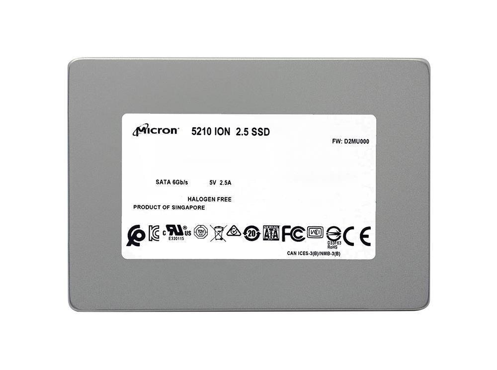 MTFDDAK7T6QDE-2AV1ZABYY Micron 5210 ION Series 7.68TB QLC SATA 6Gbps 2.5-inch Internal Solid State Drive (SSD)