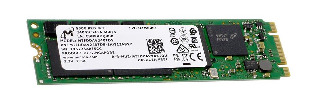 MTFDDAV240TDS Micron 240GB SATA 6Gbps M.2 2280 Solid State Drive (SSD)