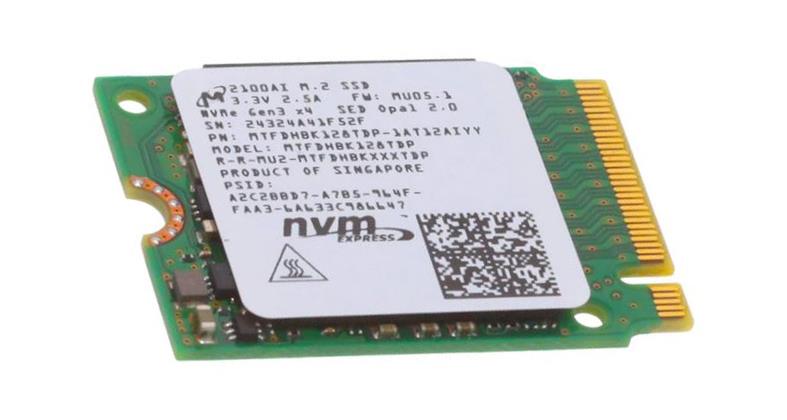 MTFDHBK128TDP-1AT12AIYY Micron 2100AI Series 128GB TLC PCI Express 3.0 x4 NVMe M.2 2230 Internal Solid State Drive (SSD)