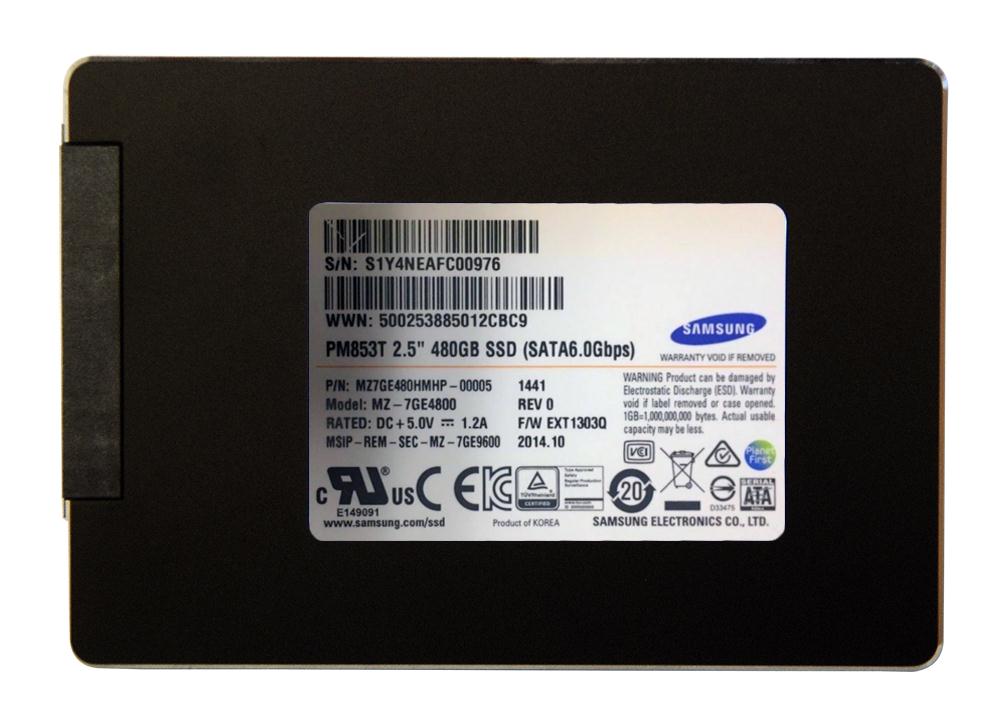 MZ-7GE4800 Samsung PM853T Data Center Series 480GB TLC SATA 6Gbps (PLP) 2.5-inch Internal Solid State Drive (SSD)