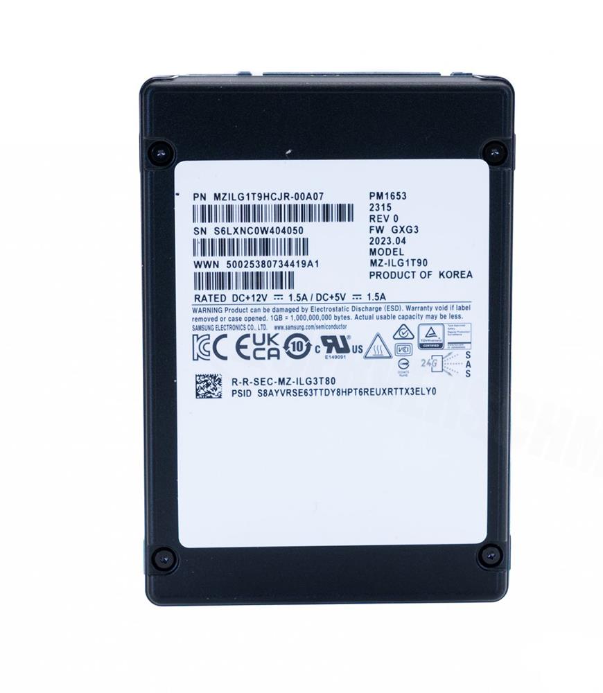 MZ-ILG1T90 Samsung PM1653 1.92TB V-Nand SAS 24Gb/s 2.5-In SSD