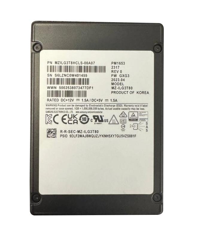 MZ-ILG3T80 Samsung 3.84TB 24Gb/s SAS Triple-Level Cell 2.5-inch Solid State Drive (SSD)