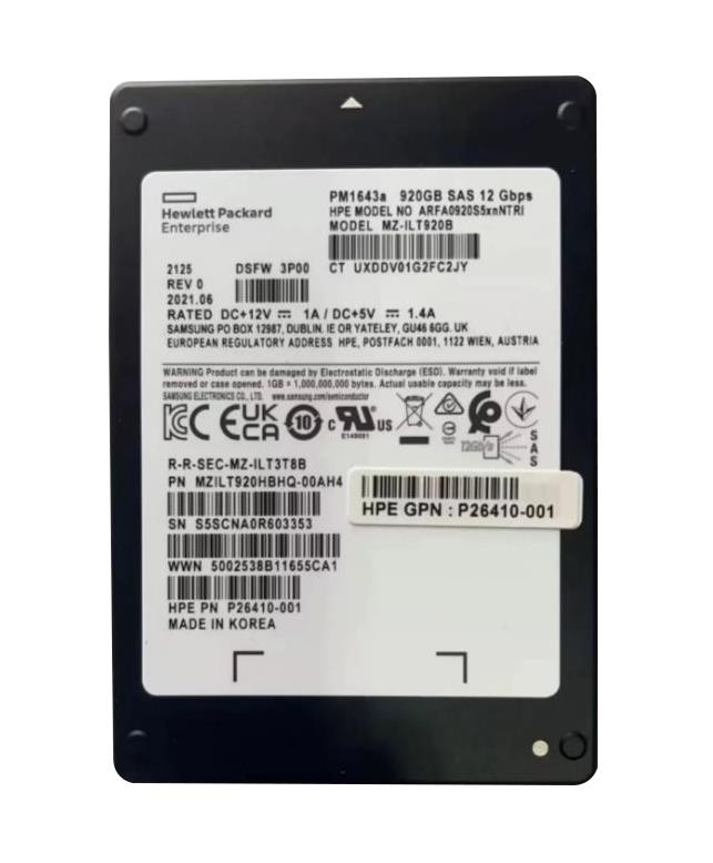 MZ-ILT920B Samsung Pm1643A 800GB SAS 12Gbps 2.5-Inch Solid State Drive (SSD)