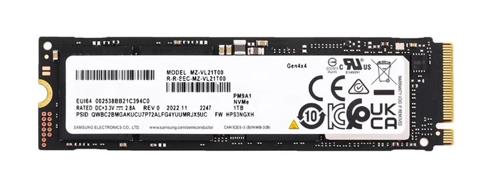 MZ-VL21T00 Samsung 1TB PCI Express NVMe 4.0 x4 M.2 2280 Solid State Drive (SSD)