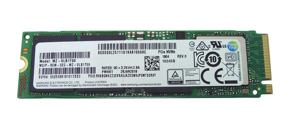 MZ-VLB1T00 Samsung PM981 Series 1TB TLC PCI Express 3.0 x4 NVMe M.2 2280 Internal Solid State Drive (SSD)