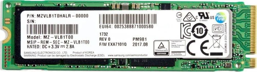 MZ-VLB1T0HALR Samsung PM981 Series 1TB TLC PCI Express 3.0 x4 NVMe M.2 2280 Internal Solid State Drive (SSD)