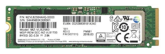 MZ-VLB2560 Samsung PM981 Series 256GB TLC PCI Express 3.0 x4 NVMe M.2 2280 Internal Solid State Drive (SSD)