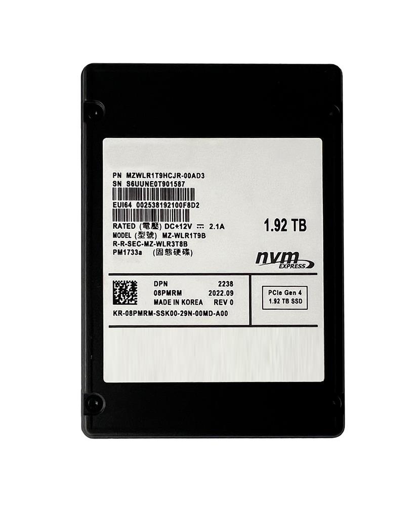 MZ-WLR1T9B Samsung PM1733A 1.92TB PCIe NVMe 4.0 X4 2.5-In SSD