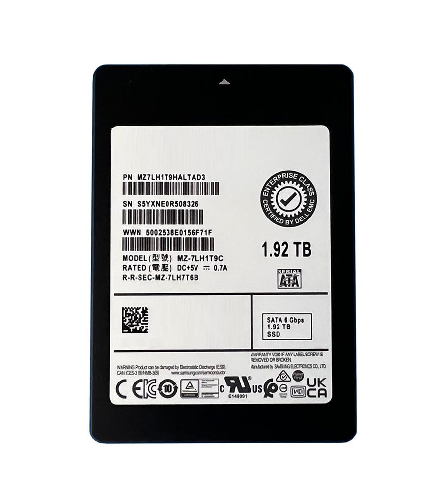 MZ7LH1T9HALTAD3 Samsung Tlc 1.92TB SATA 2.5 6G SSD Sed Read Intensive Pm883A Series