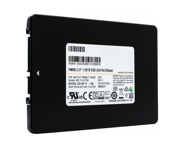 MZ7LH1T9HMLT Samsung PM883 1.92TB SATA 6Gbps 2.5-inch Internal Solid State Drive (SSD)