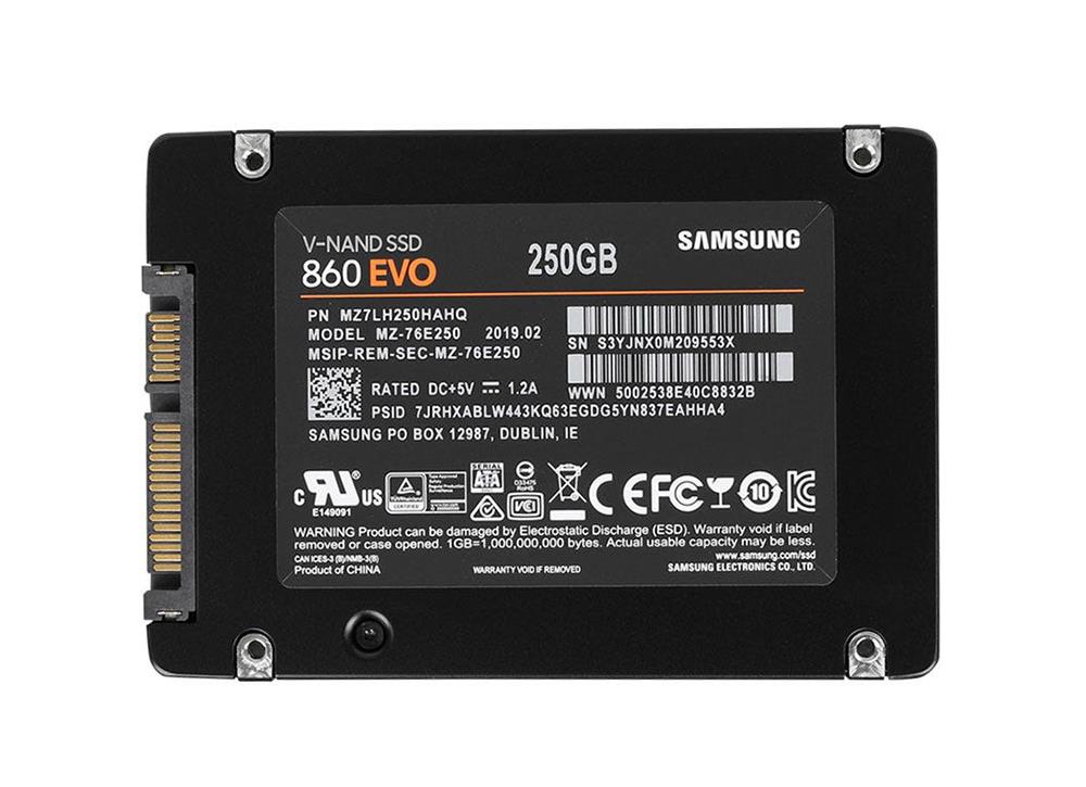 MZ7LH250HAHQ Samsung 860 Evo 250GB SATA 2.5-Inch Solid State Drive (SSD)