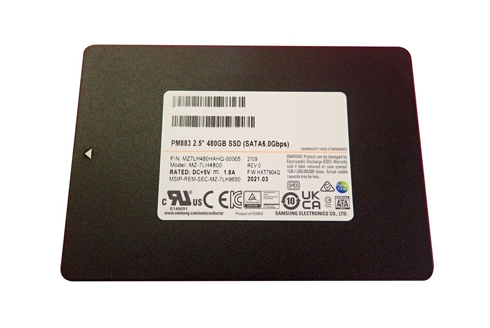 MZ7LH480 Samsung PM883 480GB TLC SATA 6Gbps 2.5-Inch Solid State Drive (SSD)