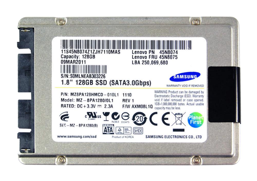 MZ8PA128HMCD010L1 Samsung 128GB MLC SATA 3Gbps 1.8-inch Internal Solid State Drive (SSD)
