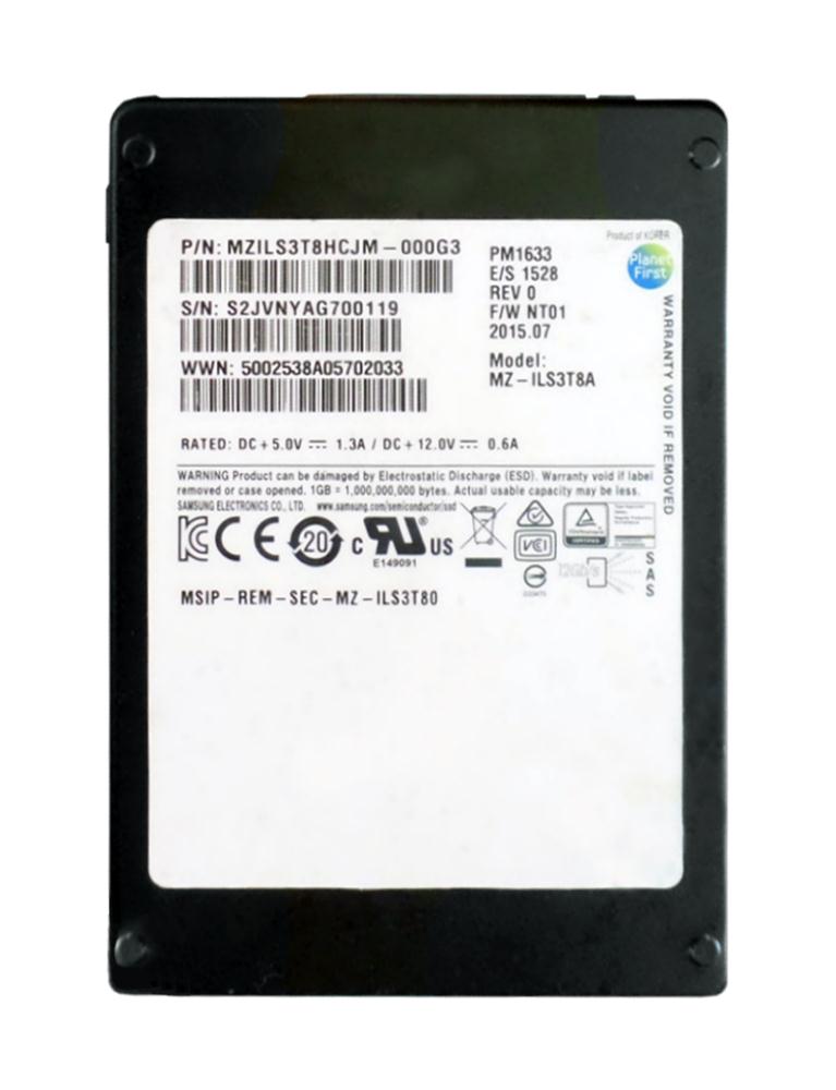 MZILS3T80 Samsung PM1633 Series 3.8TB TLC SAS 12Gbps High Performance (PLP) 2.5-inch Internal Solid State Drive (SSD)