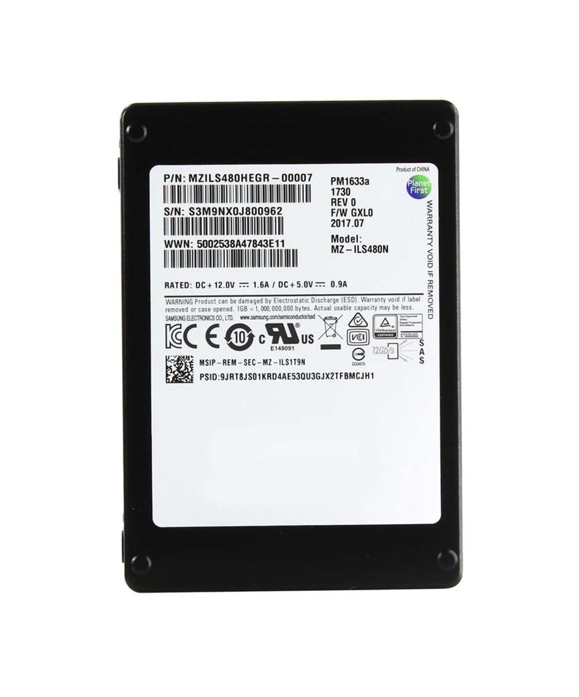 MZILS480HEGR-00007 Samsung PM1633a Series 480GB TLC SAS 12Gbps 2.5-inch Internal Solid State Drive (SSD)