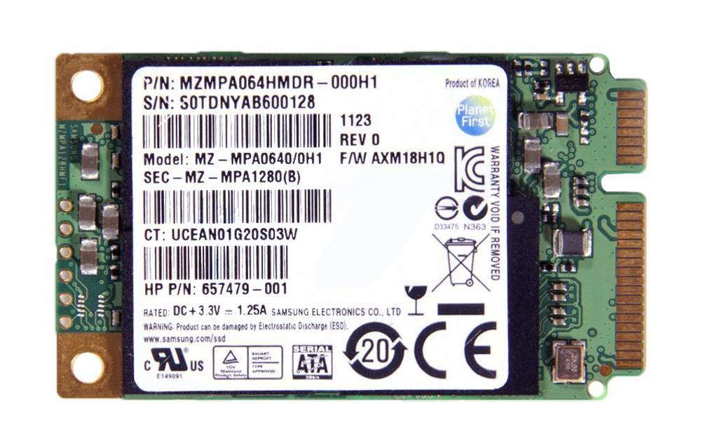 MZMPA064HMDR Samsung PM810 Series 64GB MLC SATA 3Gbps mSATA Internal Solid State Drive (SSD)