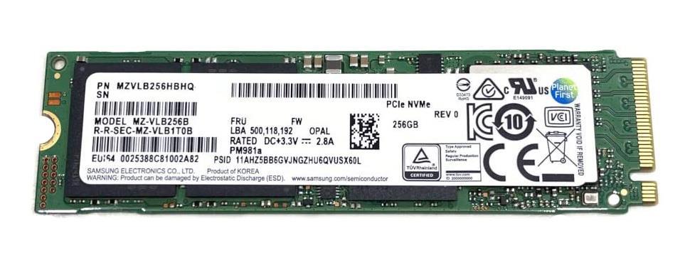 MZVLB256HBHQ-00000 Samsung PM981a Series 256GB TLC PCI Express 3.0 x4 NVMe (AES-256 / TCG Opal 2.0) M.2 2280 Internal Solid State Drive (SSD)