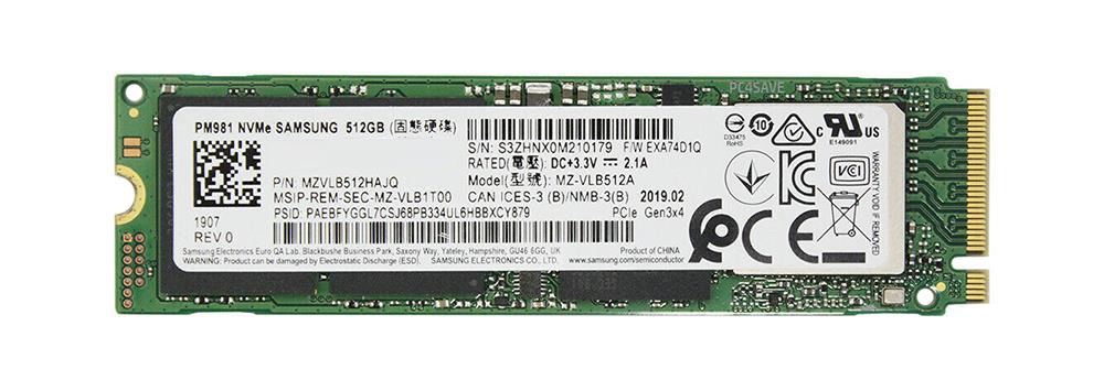 MZVLB512HAJQ-000D7 Samsung PM981 Series 512GB TLC PCI Express 3.0 x4 NVMe M.2 2280 Internal Solid State Drive (SSD)