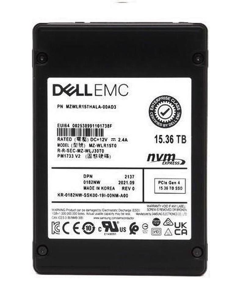 MZWLR15THALA-00AD3 Samsung PM1733 Series 15.36TB PCI-Express 4.0 x4 (NVMe) 2.5-inch Internal Solid State Drive (SSD)