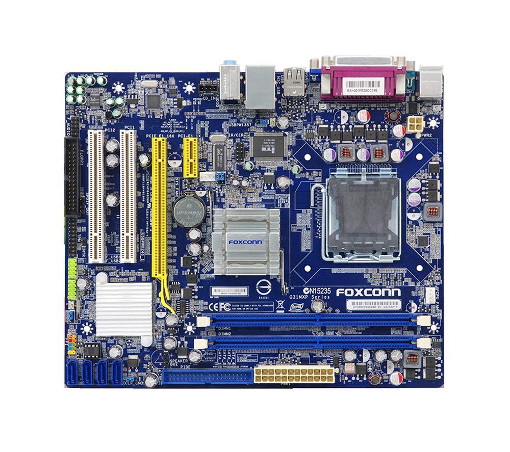 N15235 Foxconn G31MXP Socket LGA 775 Intel G31 + ICH7 Chipset Intel Core 2 Quad/ Core 2 Duo/ Pentium Dual-Core/ Celeron Dual-Core/ Celeron Processors Support DDR2 2x DIMM 3x SATA2 Micro-ATX Motherboard (Refurbished)