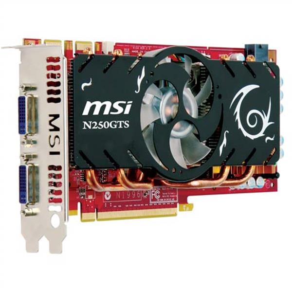 N250GTS2D1G MSI GeForce GTS 250 1GB GDDR3 256-Bit PCI Express x16 2.0 Dual DVI/ D-Sub/ HDMI HDCP Support Video Graphics Card