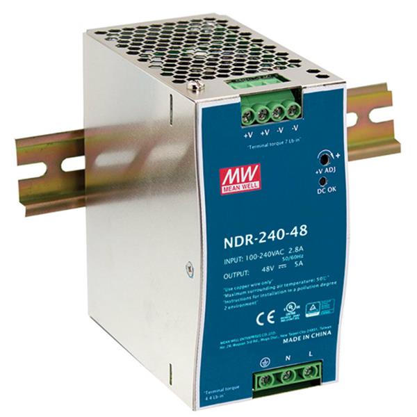 NDR-240-48 MeanWell 90-264VAC 240-Watts 48VDC 20-70C Power Supply