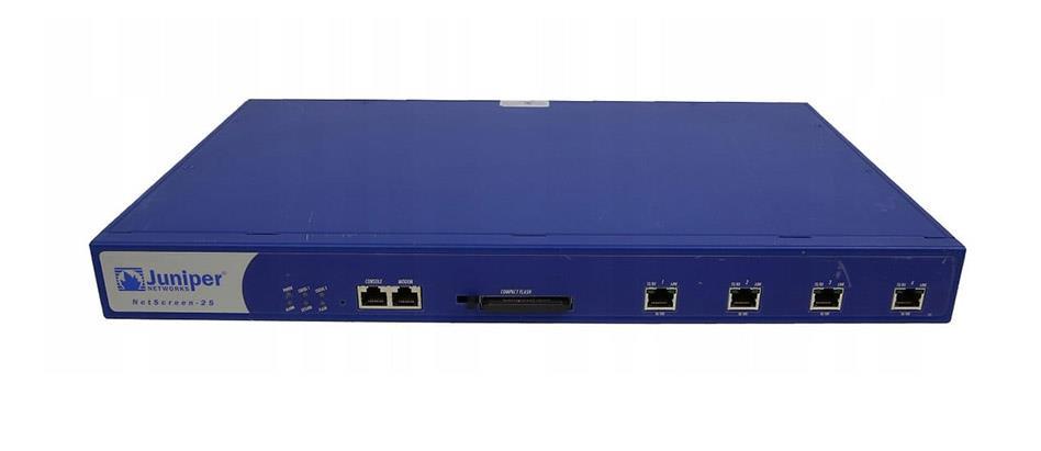 NS-025-001-S Juniper NetScreen 25 Network Security VPN Firewall - 4 x 10/100Base-TX LAN - 1 x CompactFlash (CF) (Refurbished)