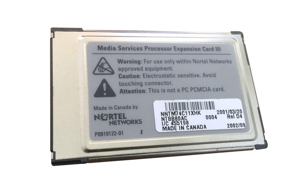 NTBB80AC Nortel Norstar Media Services Processor Expansion Card III (Refurbished)