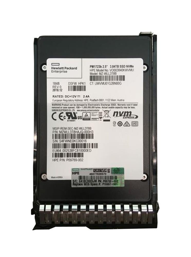 P10216-K21 HPE 3.84TB PCI Express x4 NVMe Read Intensive 2.5-inch Internal Solid State Drive (SSD) with Smart Carrier
