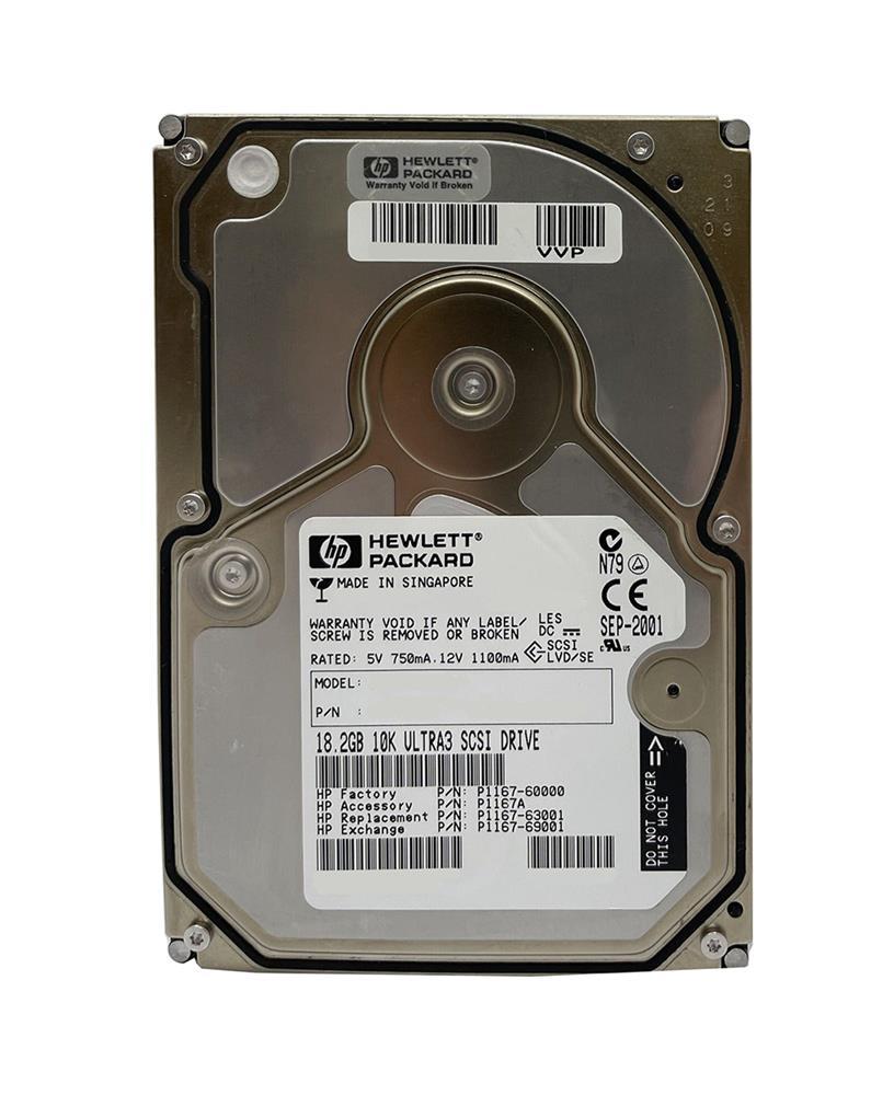 P1167-69002 HP 18.2GB 10000RPM Ultra-160 SCSI 80-Pin LVD Hot Swap 3.5-inch Internal Hard Drive