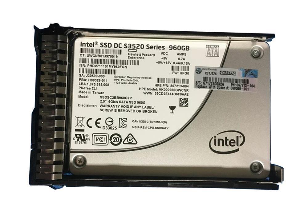 P13676-H21 HPE 960GB PCI Express x4 NVMe Read Intensive 2.5-inch Internal Solid State Drive (SSD) with Smart Carrier