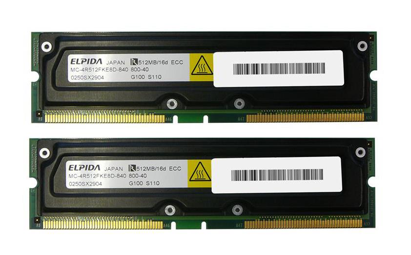 P2272A-PE Edge Memory 1GB Kit (2 x 512MB) PC800 800MHz ECC 184-Pin RDRAM RIMM Memory For HP