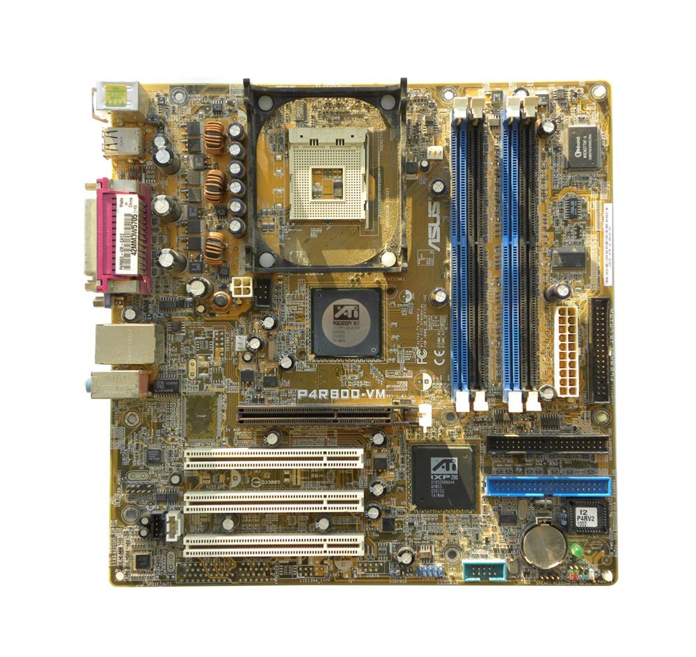 P4R800VM ASUS P4R800-VM Socket 478 ATI Radeon 9100 IGP Chipset Intel Pentium 4/ Celeron Processors Support DDR 4x DIMM 2x ATA-100 Micro-ATX Motherboard (Refurbished)