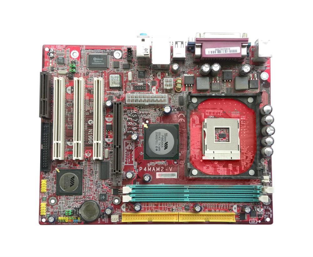 P4MAM2-V MSI Socket 478 Intel VIA P4M266A/ VT8237 Chipset Intel Pentium 4/ Celeron/ Celeron D Processors Support DDR 2x DIMM ATA-133 Micro-ATX Motherboard (Refurbished)