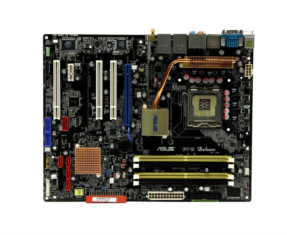 P5B Deluxe/WiFi-AP ASUS Socket LGA 775 Intel P965 + ICH8R Chipset Core 2 Extreme/ Core 2 Duo/ Pentium Extreme/ Pentium D/ Celeron D Processors Support DDR2 4x DIMM 6x SATA 3.0Gb/s ATX Motherboard (Refurbished)