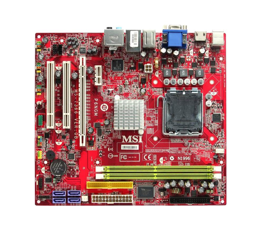P6NGM-FIH MSI Socket Nvidia GeForce 7150 + nForce 630i Chipset Pentium 4/ Pentium 4 Extreme Edition/ Pentium Extreme Edition/ Pentium D/ Core 2 Duo/ Core 2 Quad Processors Support DDR2 2x DIMM 4x SATA 3.0Gb/s Micro-ATX Motherboard (Refurbished)

