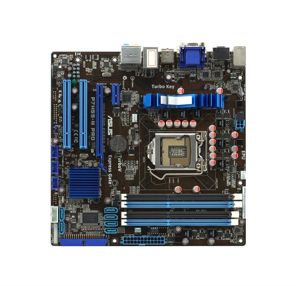 P7H55-MPRO-661 ASUS P7H55-M PRO Socket LGA 1156 Intel H55 Chipset Core i7 / i5 / i3 Processors Support DDR3 4x DIMM 6xSATA 3.0Gb/s Micro ATX Motherboard (Refurbished)