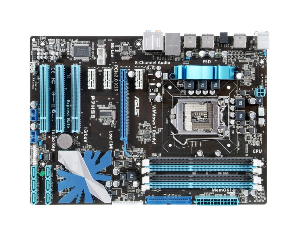 P7H55 ASUS Socket LGA 1156 Intel H55 Chipset Core i7 / i5 / i3 / Pentium / Celeron Processors Support DDR3 4x DIMM 6x SATA 3.0Gb/s ATX Motherboard (Refurbished)