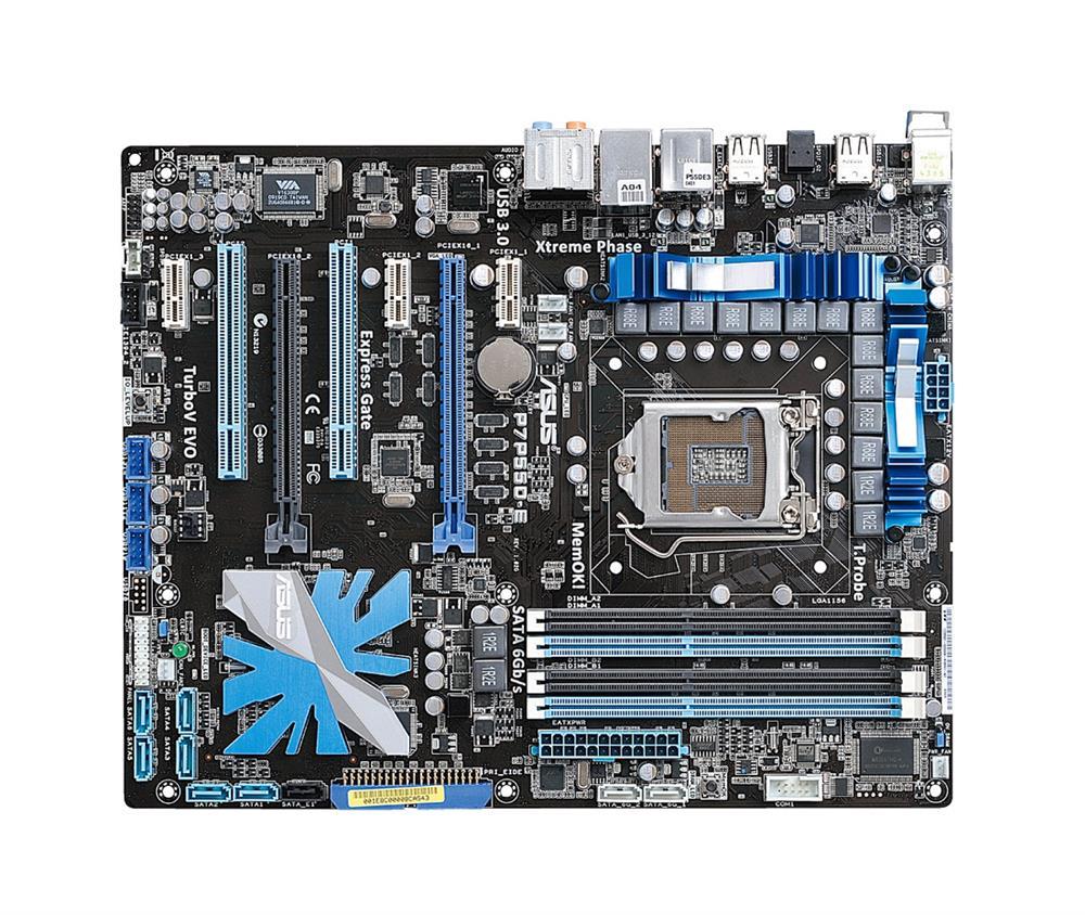 P7P55D-E ASUS Socket LGA 1156 Intel P55 Express Chipset Core i7 / i5 / i3 Processors Support DDR3 4x DIMM 6x SATA 3.0Gb/s ATX Motherboard (Refurbished)