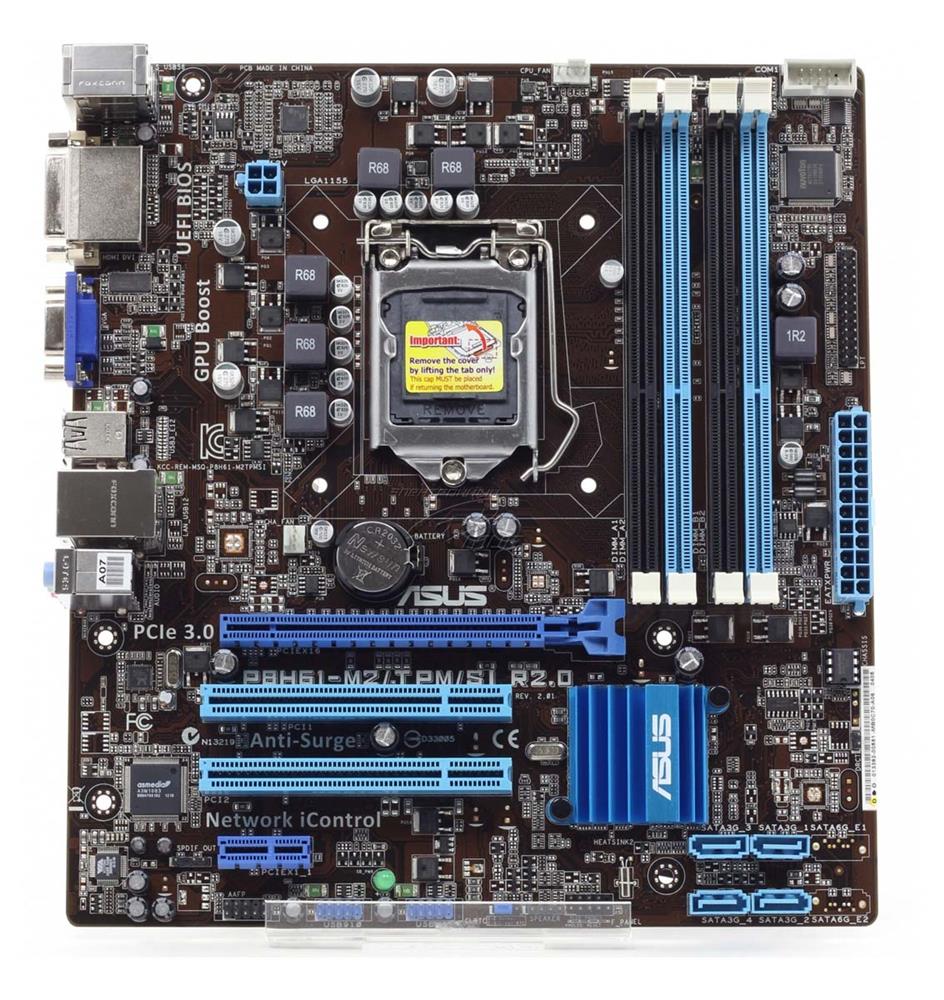 P8H61-M2/TPM/SI R2.0 ASUS Socket LGA 1155 Intel H61 Express Chipset 3rd/2nd Generation Core i7 / i5 / i3 / Pentium / Celeron Processors Support DDR3 4x DIMM 4x SATA 3.0Gb/s Micro-ATX Motherboard (Refurbished)